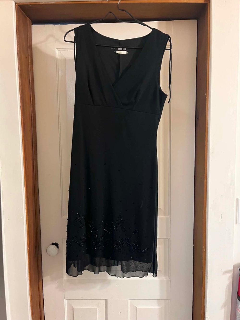 Byer Too! Black Floral Beaded Cocktail Dress